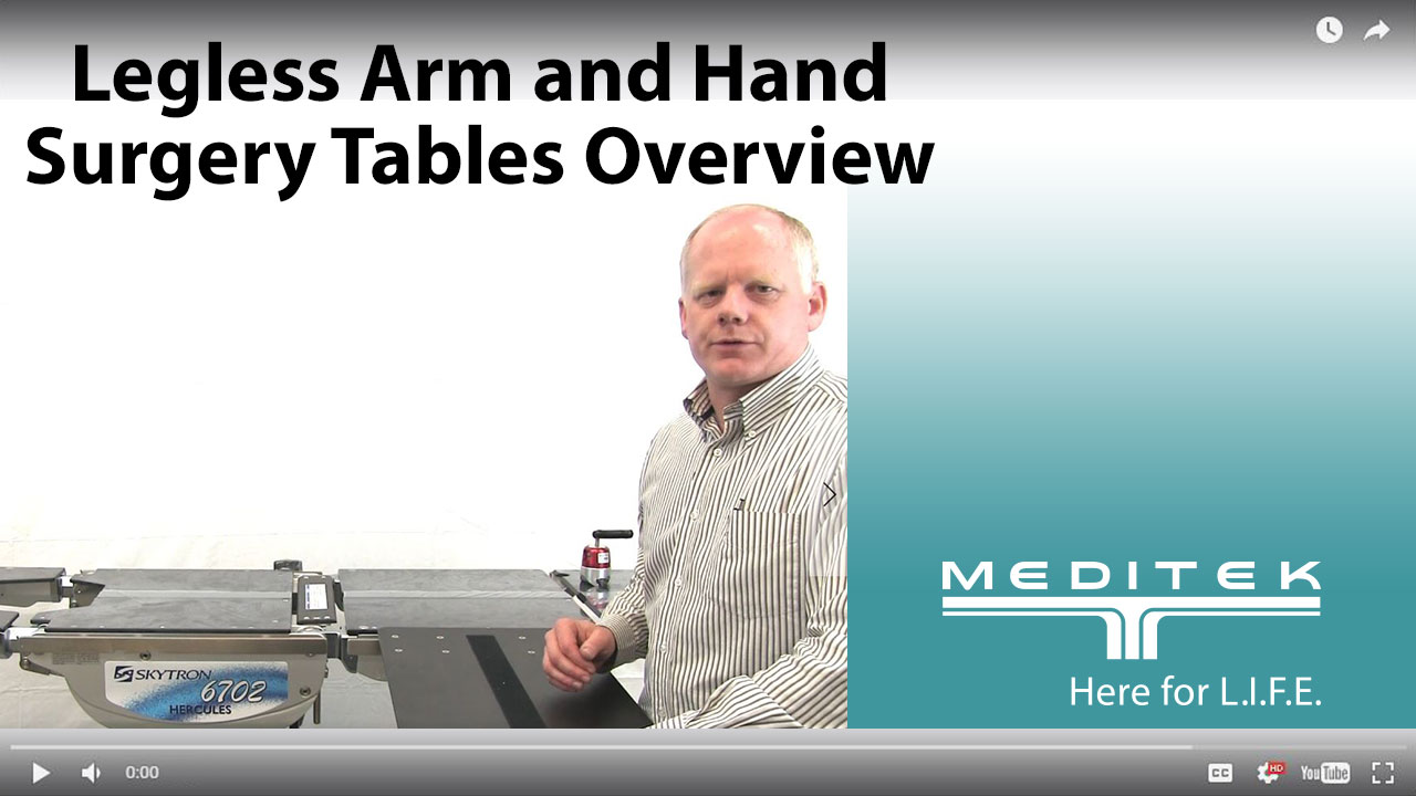 Legless arm and hand surgery tables overview