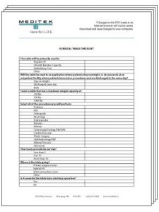 Surgical Table Checklist